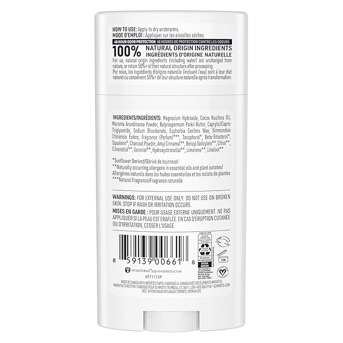 Schmidt's Aluminum-Free Vegan Deodorant Charcoal & Magnesium with 24 Hour Odor Protection, for Women and Men, Natural Ingredients, Cruelty-Free, 2.65 oz-Ruum Studio Home