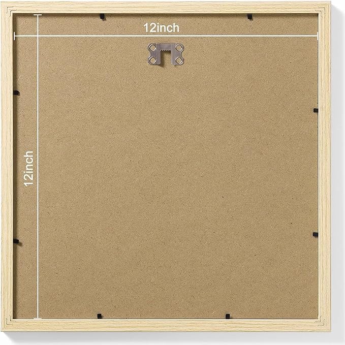 Vittanly 12x12 Picture Frames Set of 9, Shatter Resistant Plexiglass, Display 8x8 Pictures with Mat or 12x12 without Mat, Photo Frames for Wall Mount, Engineered Wood, OAK-Ruum Studio Home