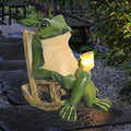 Miniature Frog Garden Statue Solar Light Outdoor Decor Frog Figurine for Outdoor Indoor Home Lawn Yard Balcony Porch Patio for Women Mom Grandma 3.74"x2.75"x3.93"-Ruum Studio Home