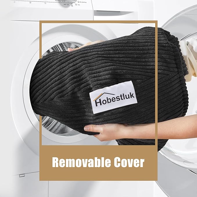 Hobestluk 3.5FT Bean Bag Chair Adult Bean Bag Chair Large Bean Bag Chair with Filler Included Teardrop Bean Bag with Removable Cover for Bedroom Living Room - (Large, Black)-Ruum Studio Home