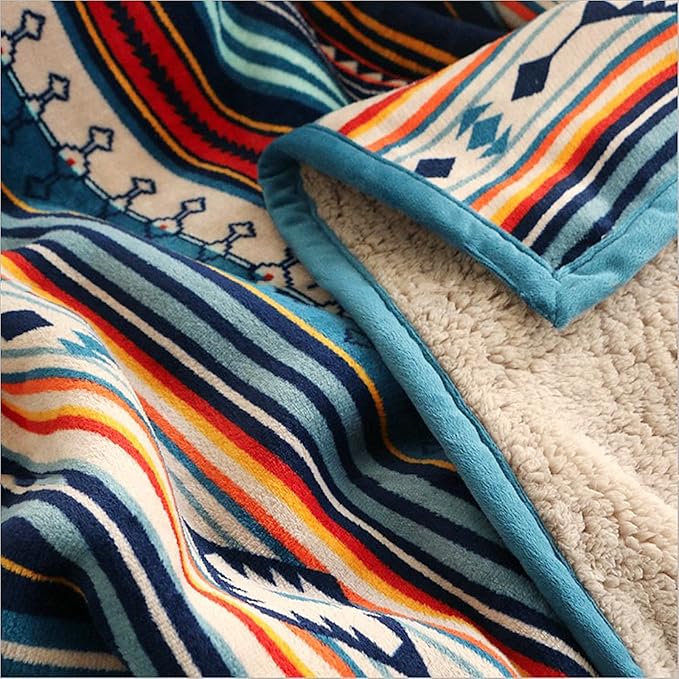UKELER Boho Sherpa Throw Blanket Queen Size 80'' x 90'', Southwestern Aztec Throw Blanket for Bed/Couch/Sofa/Camping, Great Gift for Mother's Day, Father's Day, Thanksgiving, Christmas,New Year's Day-Ruum Studio Home