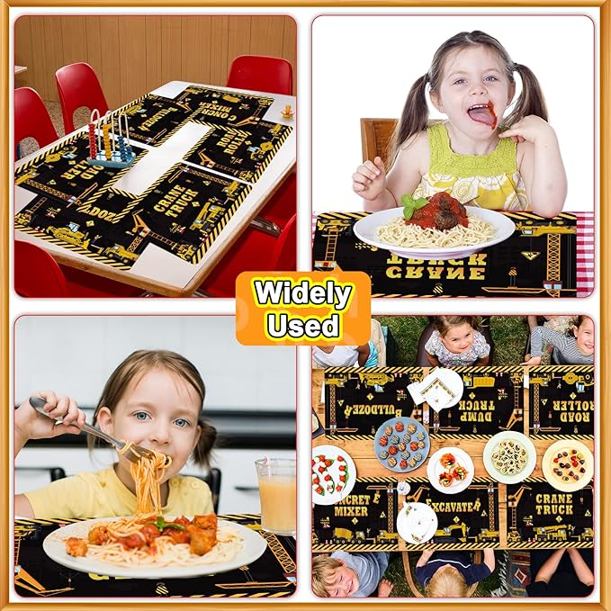 Construction Placemats Set of 6 Toddler Plastic Table Mats Dump Truck Place Mats Washable Vinyl Nursery Homeschool Table Decoration for Indoor Outdoor Party Kitchen Dining-Ruum Studio Home
