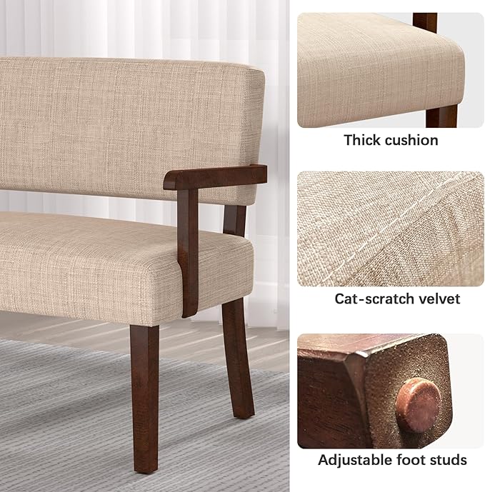 Accent Chair 2 Seat, Arm Chairs with Soft Seat and Armrests for Living Room, Love seat for Dining, Reading, and Waiting Rooms (Beige)-Ruum Studio Home