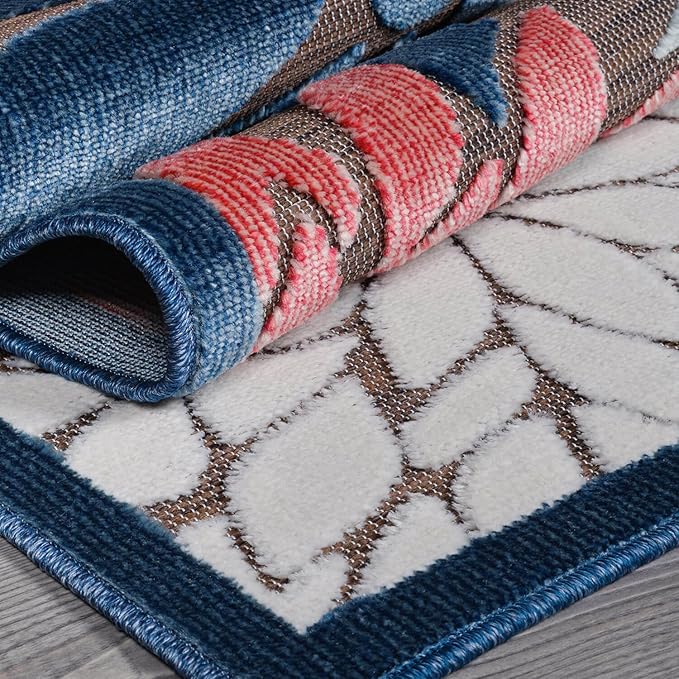 Beverly Rug Outdoor Runner Rug 2x7 Modern Floral Tropical Area Rugs for Indoor and Outdoor Patio Easy to Clean Non Shedding Living Room Porch Garden Washable Outside Carpet (2 x 7 Brown)-Ruum Studio Home