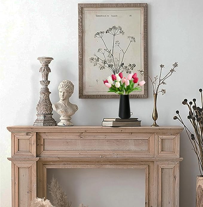 Mandy's Artificial Tulips 20 Stems Shades of Pink PU Faux Flowers for Wedding Home Decor 13.5 Inch-Ruum Studio Home
