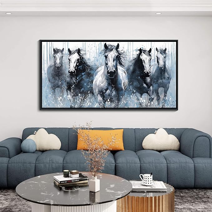 DUNHUANG ART Rustic Equine Gallop Canvas Wall Art - Stunning Horse Themed Decor for Living Room, Bedroom, Office - Horse Pictures Wall Decor 20"x40"-Ruum Studio Home