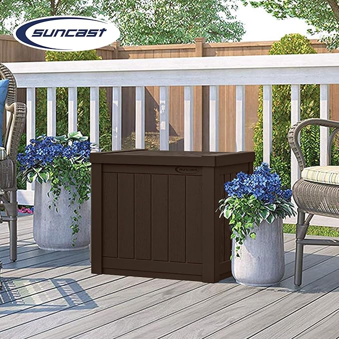 Suncast 17 x 22 Inch Resin 22-Gallon Patio Storage Deck Box, Java Brown (2 Pack)-Ruum Studio Home