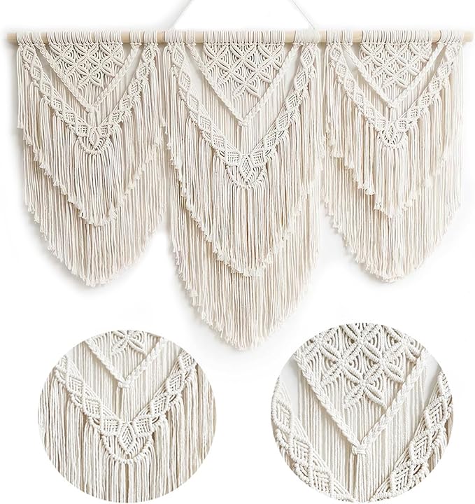 Achart Macrame Wall Hanging Large- Boho Wall Decor- large wall art- Wall Decor Living Room- Macrame Tapestry Boho Decor for Bedroom (Beige-H)-Ruum Studio Home