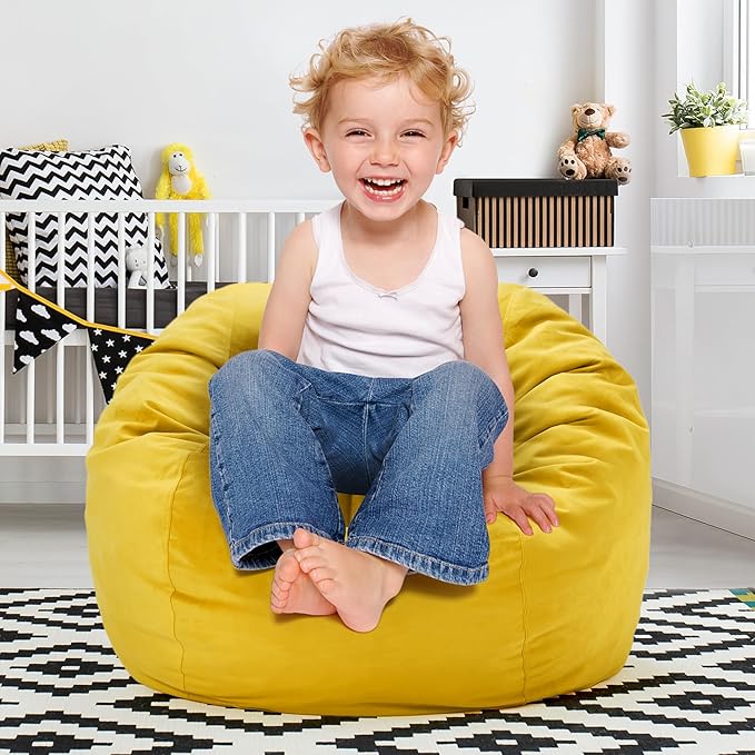 Hobestluk Bean Bag Chairs 2.5FT Bean Bag Chair with Memory Foam Filled & Machine Washable Cover,Beanbag Chair, Small Bean Bag Chairs for Playroom, Living Room, Bedroom-Ruum Studio Home