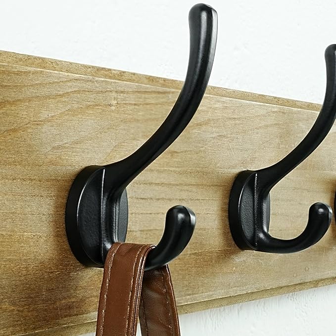 Dseap Coat Rack Wall: Patented, Heavy-Duty, 17.4" Long 5-Double-Hooks Wooden Wall Mounted Coat Rack Coat Hanger Hook Rail for Winter Coats Hat Jacket Clothing, Weathered Brown-Ruum Studio Home