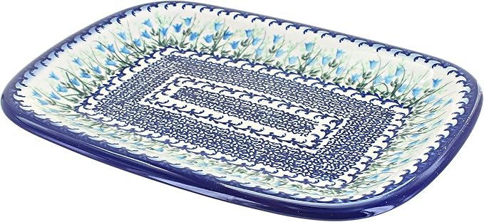 Blue Rose Polish Pottery Misty Medium Rectangular Serving Platter-Ruum Studio Home