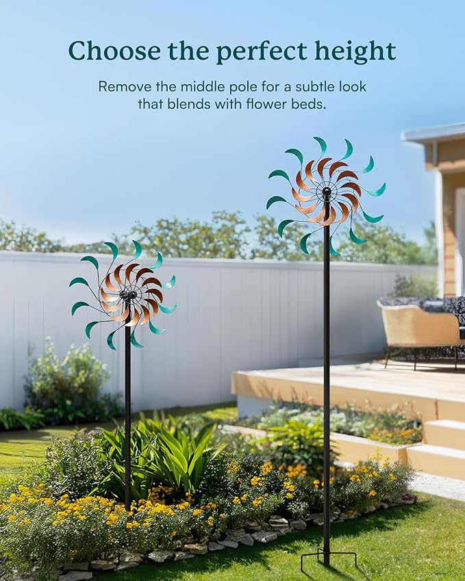 Wind Spinners Outdoor - Metal Windmill for Yard and Garden, Kinetic Wind Sculptures with Stake, Ideal Artistic Decor Gift (13'' W x 54'' H)-Ruum Studio Home