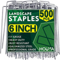 500 Pack Landscape Staples 6 Inch 11 Gauge Garden Stakes Galvanized Garden Staples Pins Anti-Rust Ground Stakes for Weed Barrier, Irrigation Tubing, Yard Lawn and Landscape Fabric-Ruum Studio Home