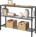 Hoctieon Industrial Console Table, 3 Tier Entryway Table, Hallway Table, Narrow Sofa Table with Shelves, Entrance Table for Entryway, Living Room, Foyer, Hallway, Office, Rustic Brown&Black-Ruum Studio Home