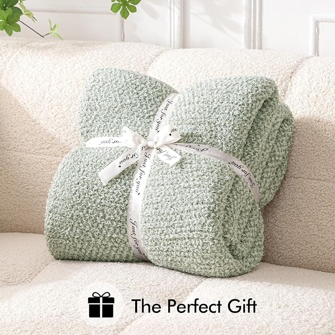 MIULEE Sage Green Super Soft Throw Blanket for Couch, Cozy Fluffy Warm Throws Knit Blankets for Sofa, Bed, Chair, Living Room, Camping, Picnic, Spring Home Decor,50 x 60 inch-Ruum Studio Home