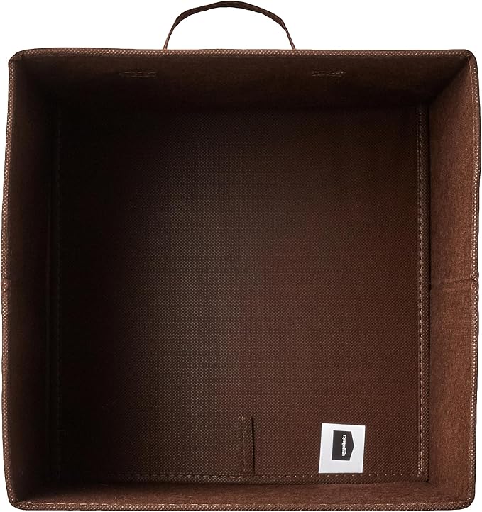 Amazon Basics Cube Organizer Storage Bins Handles, Collapsible Fabric, Pack of 6, 10.5"x10.5"x11", Brown-Ruum Studio Home
