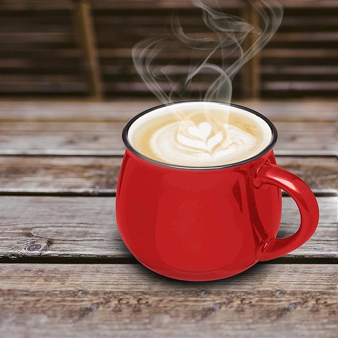 Custom Glazed Campfire Coffee Mugs 12 oz. Set of 10, Personalized Bulk Pack - Perfect for Coffee, Tea, Espresso, Hot Cocoa, Other Beverages - Red-Ruum Studio Home