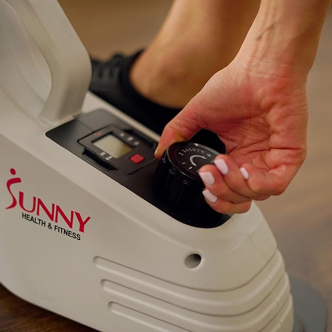 Sunny Health & Fitness Dual Function Under Desk Pedal Exerciser, Portable Indoor Cardio Mini Bike at Home, Arm/Leg Cycle for Seniors, Optional Magnetic, Motorized & Free SunnyFit App Bluetooth Connect-Ruum Studio Home