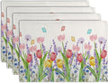 Tulip Placemats Set of 4 Spring Summer Flowers Tulips Lavender Place Mats Watercolor Floral Dandelion Butterfly Non-Slip Heat Resistant Washable Linen Table Mats for Dining Table Kitchen Decor-Ruum Studio Home