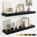 fuqing Floating Shelves for Wall, Bathroom Shelf Wall Mounted for Storage, Shelves with Invisible Bracket for Bedroom, Kitchen, Living Room, Farmhouse Small Book Shelf, 32 Inch Set of 2, Black-Ruum Studio Home