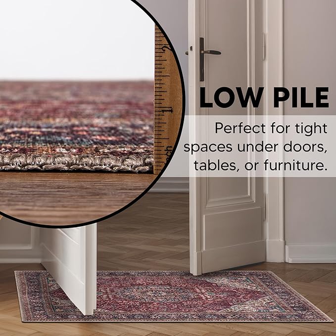 Keen Home Design 2x3 Rug - Machine Washable Entry Rug with Non-Slip Backing, Ideal for Enteryway, Kitchen, Bathroom, Laundry Room - Vintage, Easy Clean, Durable, Low Pile Rug - (2' x 3')-Ruum Studio Home