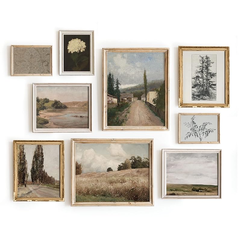 Vintage Landscape Wall Art - Set 9 French Country Vintage Antique Warm Aesthetic Gallery Wall Art, Sketch Poster Farmhouse Wall Decor Vintage Prints Wall Decor, Country Wall Art(11X14 IN UNFRAMED)-Ruum Studio Home
