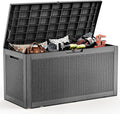 102 Gallon Outdoor Storage Box Waterproof, UV Resistant Resin Deck Box with Hydraulic Rod, Lockable Design and Enhanced Durability for Patio, Garden, and Poolside Use-Ruum Studio Home