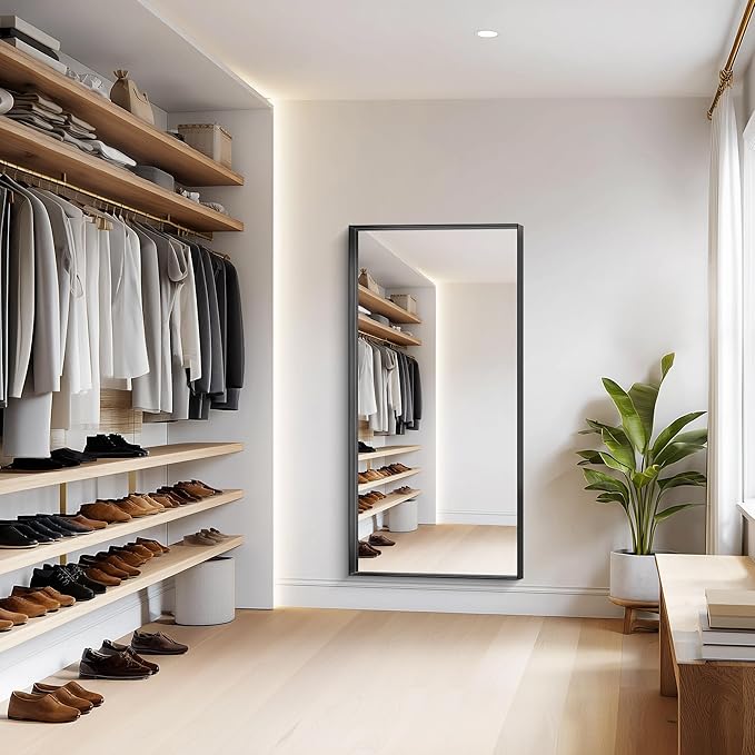Black Bathroom Mirror, 30x60 Inch Rectangular Deep Frame Mirror, Large Wall Mounted Bathroom Vanity Mirror Over Sink for Bedroom,Restroom, Living Room, Hangs Vertically or Horizontally-Ruum Studio Home