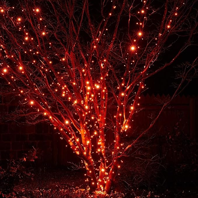 DAZZLE BRIGHT Halloween 300 LED String Lights, 100FT Connectable String Lights with 8 Lighting Modes, Halloween Decorations for Party Carnival Supplies, Indoor Outdoor Yard Garden Decor (Orange)-Ruum Studio Home