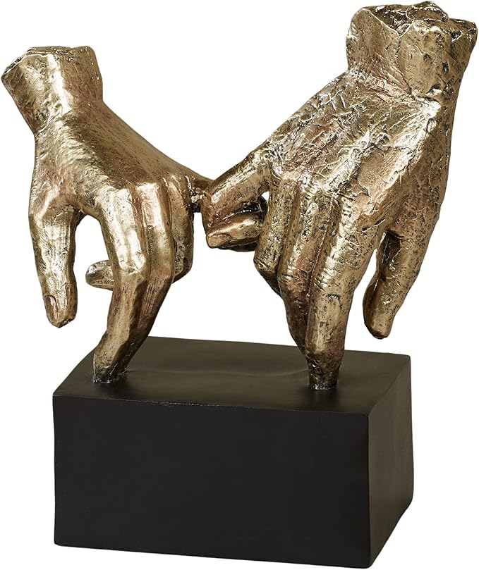 Touch of Class Lingering Hold Hands Table Sculpture Gold - Pinky Promise Statues - Desk Statue for Bedroom, Living Room, Office - Loving Touch-Ruum Studio Home