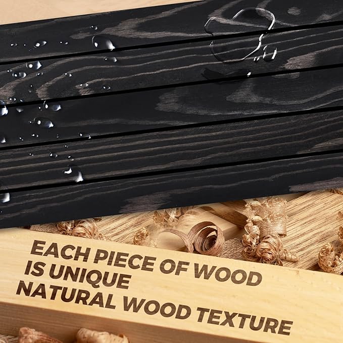 24"x6.8"x1.6" Slanted Floating Wall Shelves 2-Pack - Rustic Black Finish, Heavy-Duty Solid Wood Design with Hidden Brackets - Perfect for Living Room, Kitchen, Bathroom, or Office-Ruum Studio Home