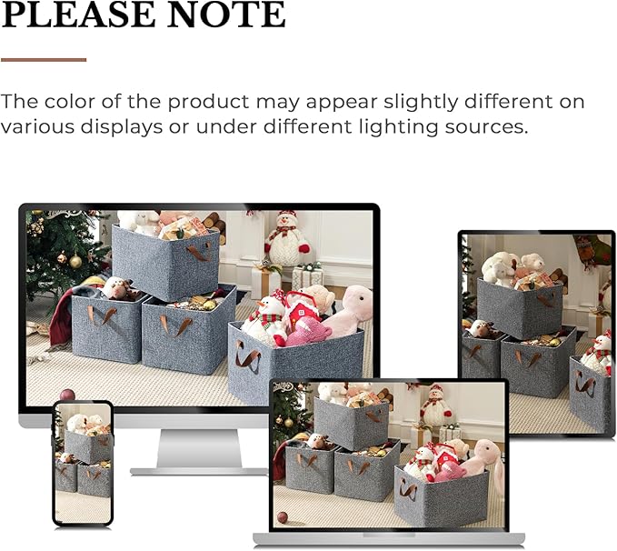 GRANNY SAYS Closet Storage Baskets, Collapsible Fabric Storage Bins with Metal Frame, Clothes Organizer Bins, Extra Large Baskets for Shelves, Gray, 4-Pack-Ruum Studio Home