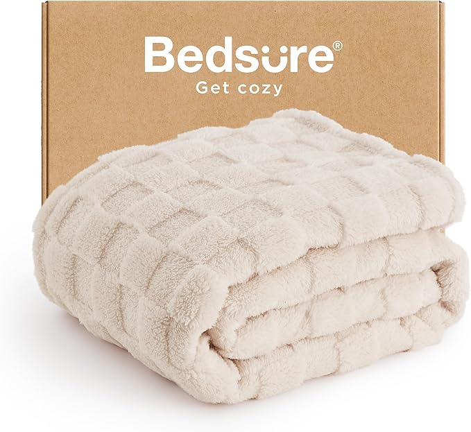 Bedsure GentleSoft Twin Blanket for Bed Light Beige - Super Soft Cozy Blankets for Women Men Girls, Cute Fuzzy Fleece Throws for Bedroom Couch, 60x80 Inches-Ruum Studio Home