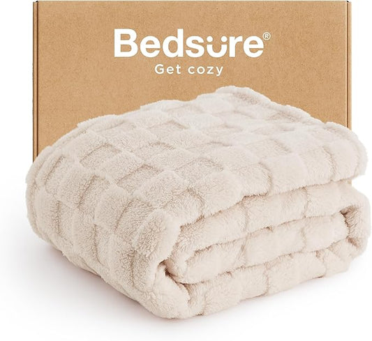 Bedsure GentleSoft Twin Blanket for Bed Light Beige - Super Soft Cozy Blankets for Women Men Girls, Cute Fuzzy Fleece Throws for Bedroom Couch, 60x80 Inches-Ruum Studio Home