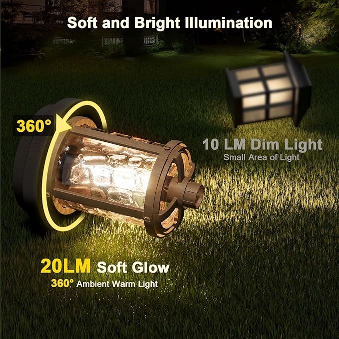 XMCOSY+ Solar Pathway Lights, Garden Solar Lights, 20 LM LED Glass Water Lens, IP65 Waterproof Solar Powered Light for Outside Driveway Walkway Landscape Backyard Sidewalk (‎Black & Brown)-Ruum Studio Home
