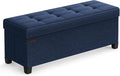 SONGMICS Storage Ottoman Bench, Foldable Foot Rest with Legs, 15 x 43 x 15.7 Inches, End of Bed Bench, Storage Chest, Load up to 660 lb, for Living Room, Bedroom, Entryway, Midnight Blue ULSF018I01-Ruum Studio Home