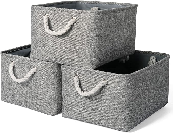 TheWarmHome Storage Bins - 3PCS Fabric Storage Baskets for Organizing Shelves | Large Basket Closet Organizer for Home Shelf Dog Laundry Organization | Collapsible Storage Cubes W/Handles-Ruum Studio Home