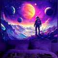 BVBOX Astronaut Space Blacklight Tapestry 79"x59", UV Reactive Astronaut Universe Galaxy Planet Glow in Dark Tapestries, Black Light Neon Upright Poster Wall Hanging Backdrop Decor for Bedroom Living Room-Ruum Studio Home
