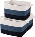 OIAHOMY Storage Basket, Woven Baskets for Storage, Cotton Rope Basket for toys,Towel Baskets for Bathroom - Pack of 3, Gradient Blue-Ruum Studio Home