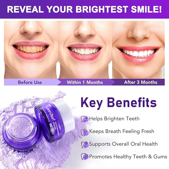 Teeth Whitening Powder - Teeth Whitening - Removes Stains - No Sensitivity - Toothpaste Power - Breath Freshener - for Coffee, Tea and Tobacco Stains 15g-Ruum Studio Home