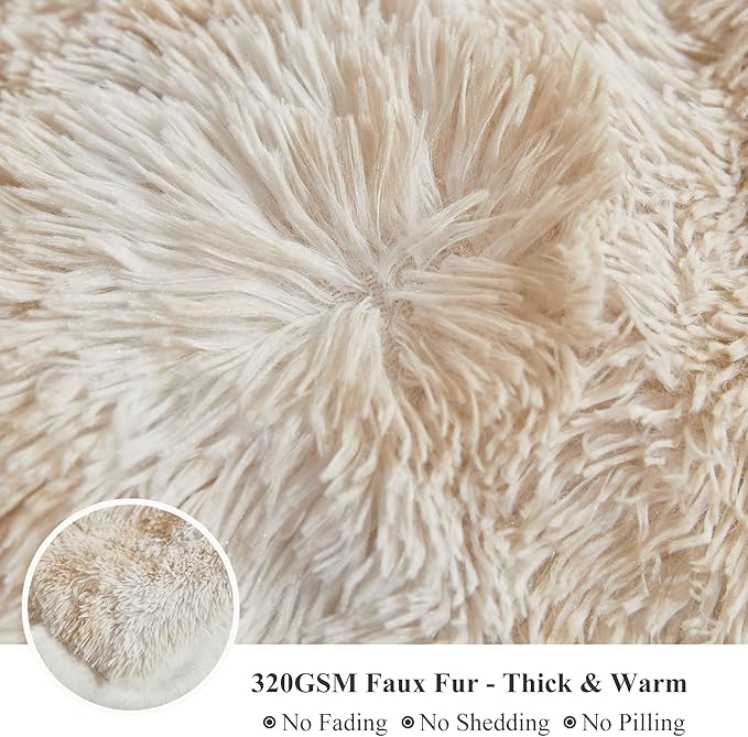 XeGe Tie Dye Plush Faux Fur Throw Blanket,Cream Soft 50x60 Shaggy Furry Blanket Throw, Fluffy Microfiber Velvet Couch Blanket, Comfy Ombre Fuzzy Lap Blanket for Bedroom Living Room Car Tie Dye Cream-Ruum Studio Home