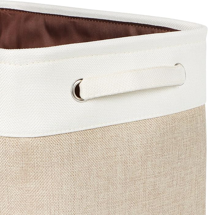 Kntiwiwo Foldable Storage Bins 15" x 10" x 9.5" Fabric Storage Basket Cube with Handles Large Linen Closet Organizer Bins for Organizing Shelf Home,Set of 3, Beige-Ruum Studio Home