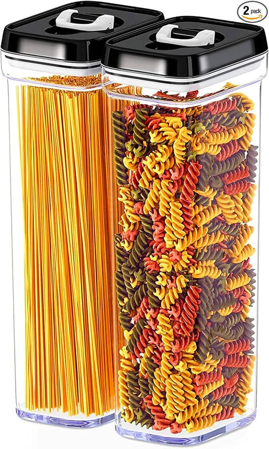 DWËLLZA KITCHEN Pasta Storage Containers for Pantry Airtight - 2 Pc Spaghetti Container Storage - Ideal for Spaghetti & Noodles, Kitchen Pantry Organization and Storage - Keeps Food Fresh & Dry-Ruum Studio Home
