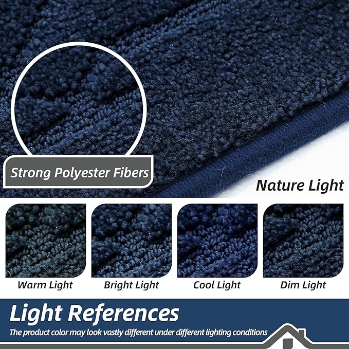 BEQHAUSE Dirt Trapper Door Mat 24" x 60", Doormat Non-Slip Entryway Rugs Washable, Dog Door Mat Stain Resistant and Absorbent Welcome Floor Mat for Front Back Door, Muddy Wet Shoes & Paws, Navy Blue-Ruum Studio Home