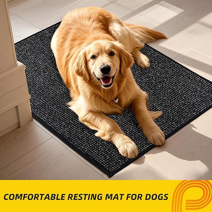 JSEI Dirt Trapper Door Mat 24"x60" Non-Slip Washable Entrance Mat, Dog Doormats, Absorbent & Fade-Resistant Floor Mats, Low Profile Welcome Mats for Entryway, Front Door, and Inside Entrance, Black-Ruum Studio Home