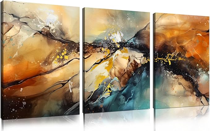 HUBOSKN Abstract Canvas Wall Art for Living Room - Modern Pictures for Office Wall Decor - 3 Piece Wall Art for Bedroom Size 12" x 16"-Ruum Studio Home