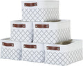 DECOMOMO Small Storage Basket, Closet Storage Bins, Baskets for Organizing Shelves (White Check, Small - 6 Pack)-Ruum Studio Home