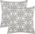 HWY 50 Grey Gray Decorative Throw Pillow Covers 18x18 Inch, Pack of 2 Embroidered Cotton Farmhouse Cushion Cover Pillow Case for Sofa Couch Living Room Bed Bedroon, Fashion Geometric Accent-Ruum Studio Home