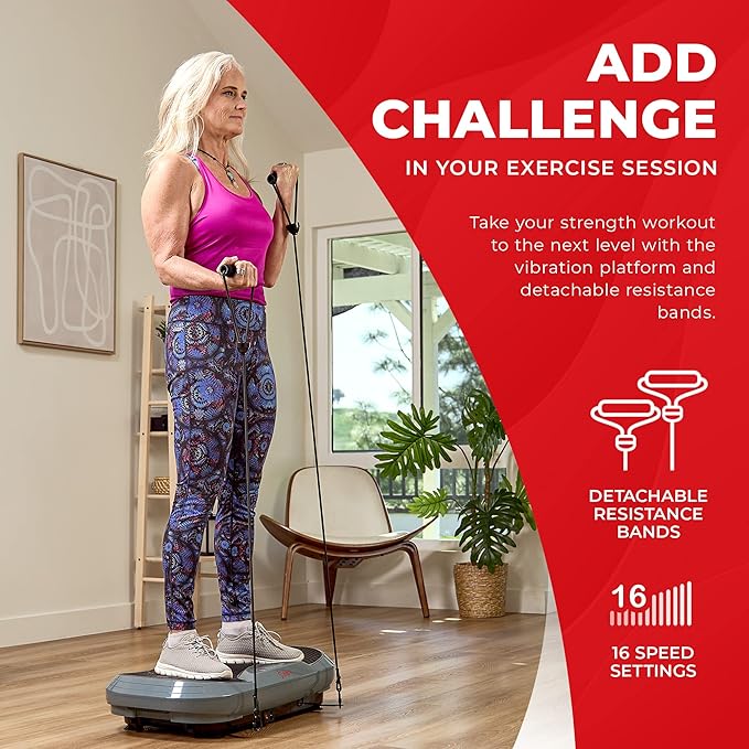 Sunny Health & Fitness Vibration Plate Exercise Machine, Full Body Vibrate Platform for Lymphatic Drainage with Multiple Speeds and Modes, Vibrating Plate Machine for Tension Relief & Weight Loss-Ruum Studio Home
