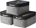 TheWarmHome Organization and Storage Basket for Organizing - 17x14x10 inch Large 3 Pack Collapsible Storage Bin for Shelves, Fabric Basket for Gifts Empty Organizer Gift Closet (Black & Grey)-Ruum Studio Home